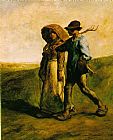 Millet Paintings - The Walk to Work by Jean Francois Millet